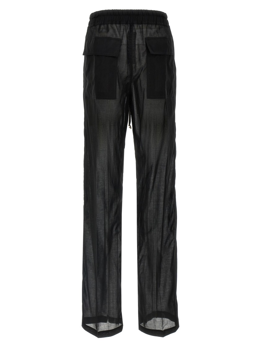 Rick Owens Wide-leg Cotton Muslin Pants With Drawstring Waist In Black
