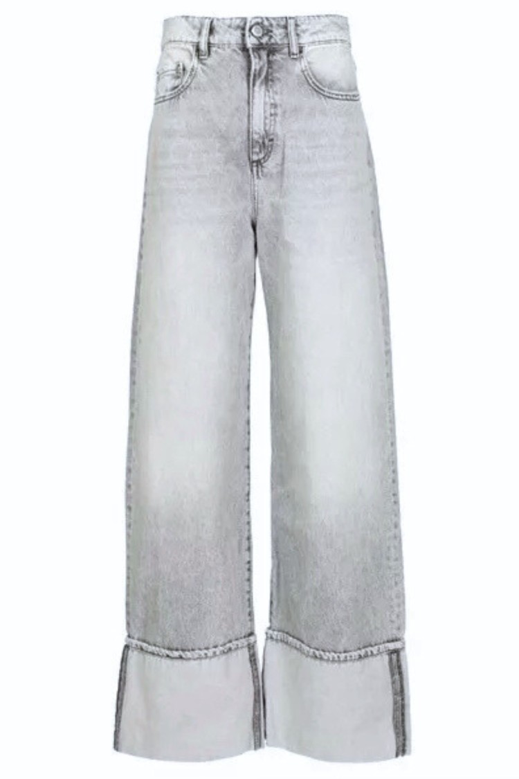 Icon Denim Mid-rise Wide Leg Kiki Jeans In Gray
