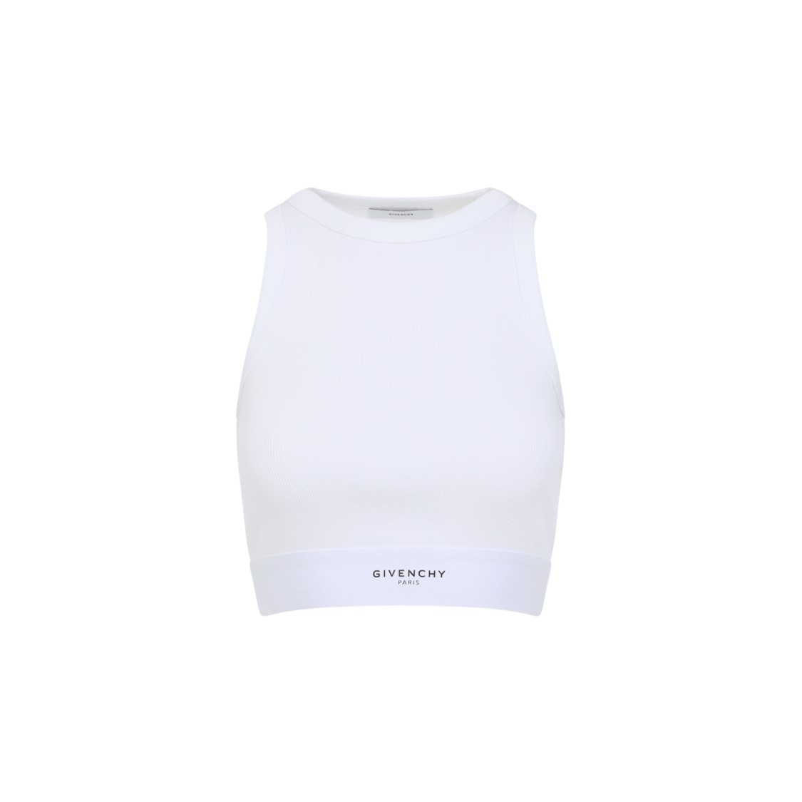 Givenchy White Ribbed Stretch Cotton Cropped Tank Top In White