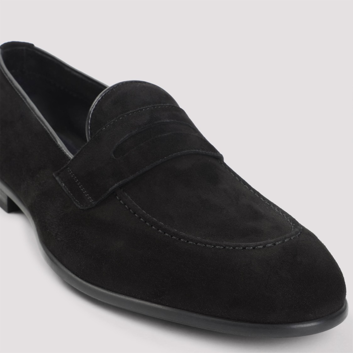 Brioni Almond Toe Suede Leather Penny Loafers