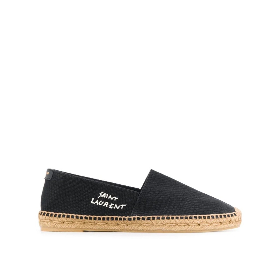 Shop Saint Laurent Canvas Slip-on Espadrilles With Embroidered Logo Detail In Black