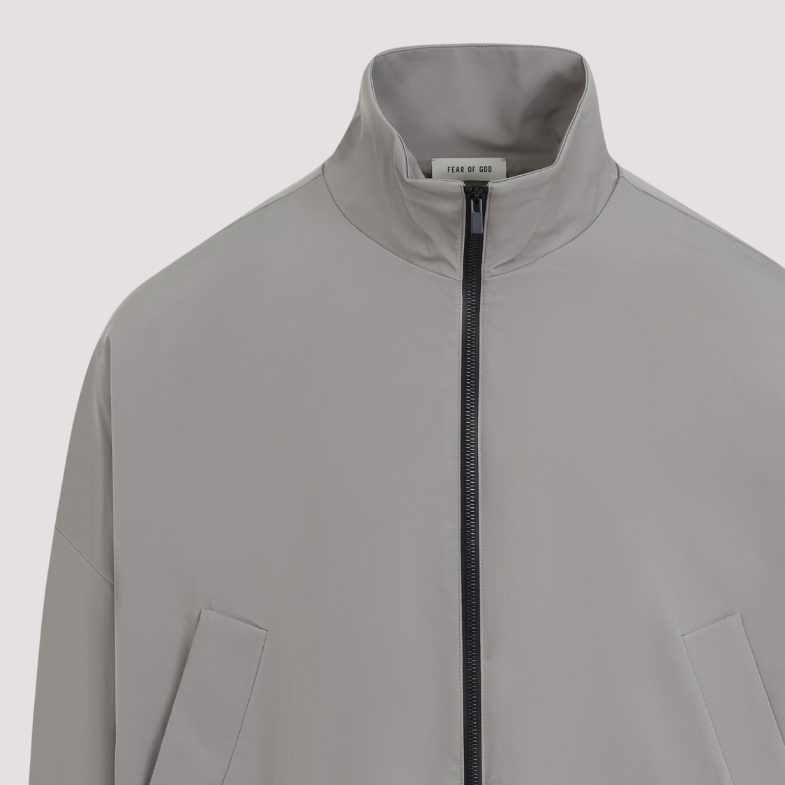 Fear Of God High Neck Track Jacket With Balloon Sleeves In Grey