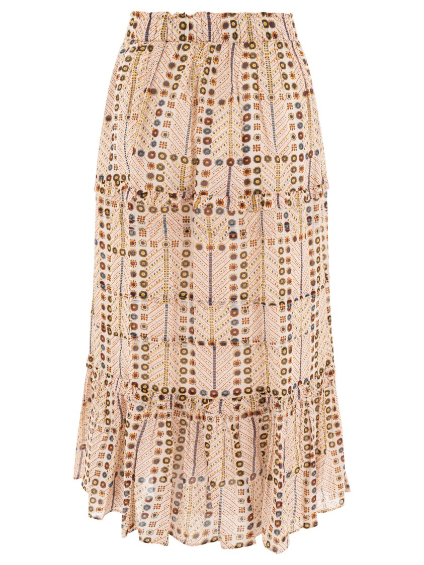 Isabel Marant Étoile Tiered Beige Skirt With Ruffled Hems In White