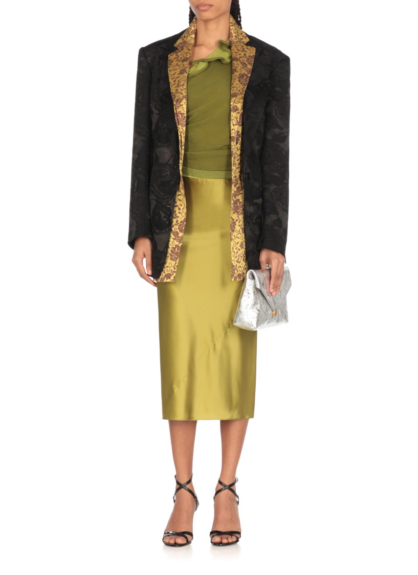 Dries Van Noten Basti Floral Jacquard Oversize Satin Blazer