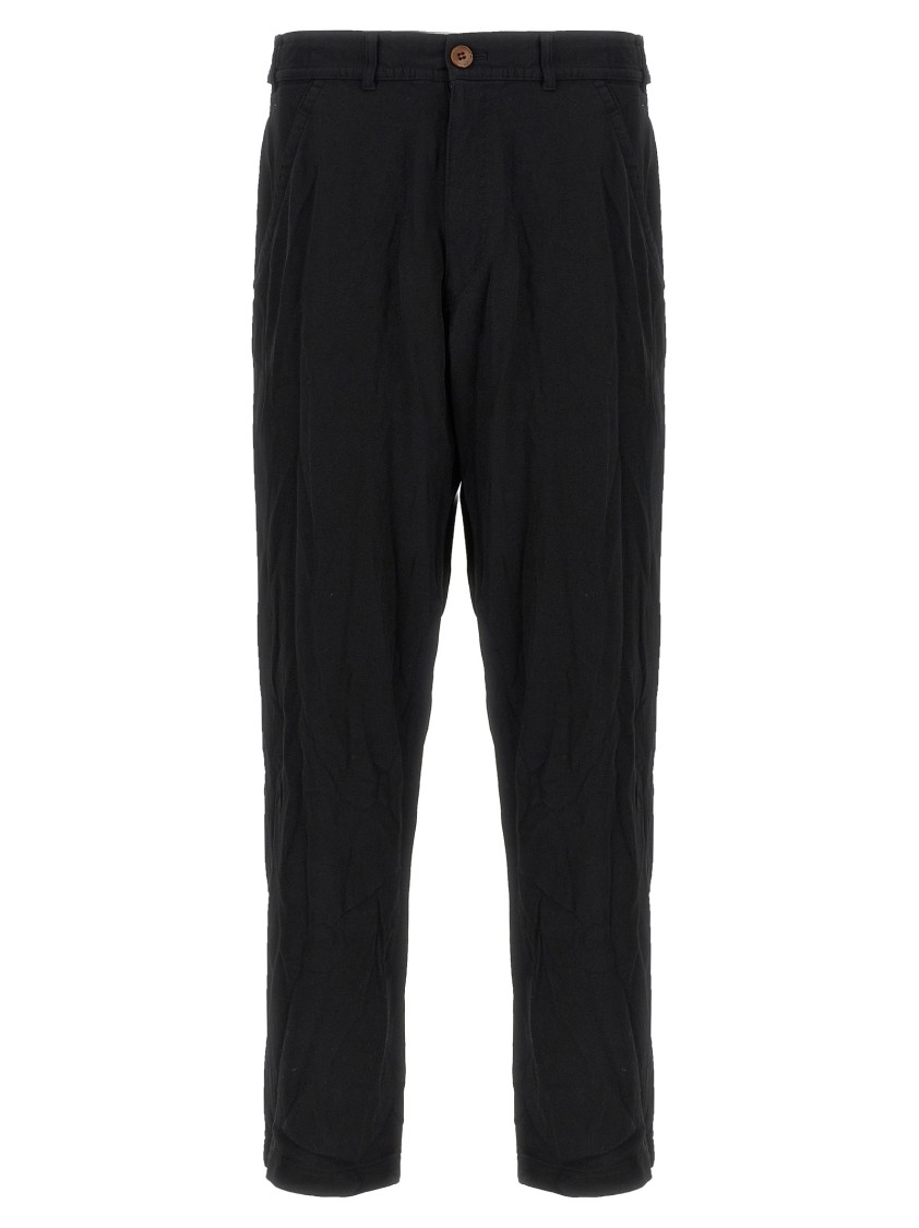 Comme Des Garçons Front Pleated Trousers With Back And Side Pockets In Black