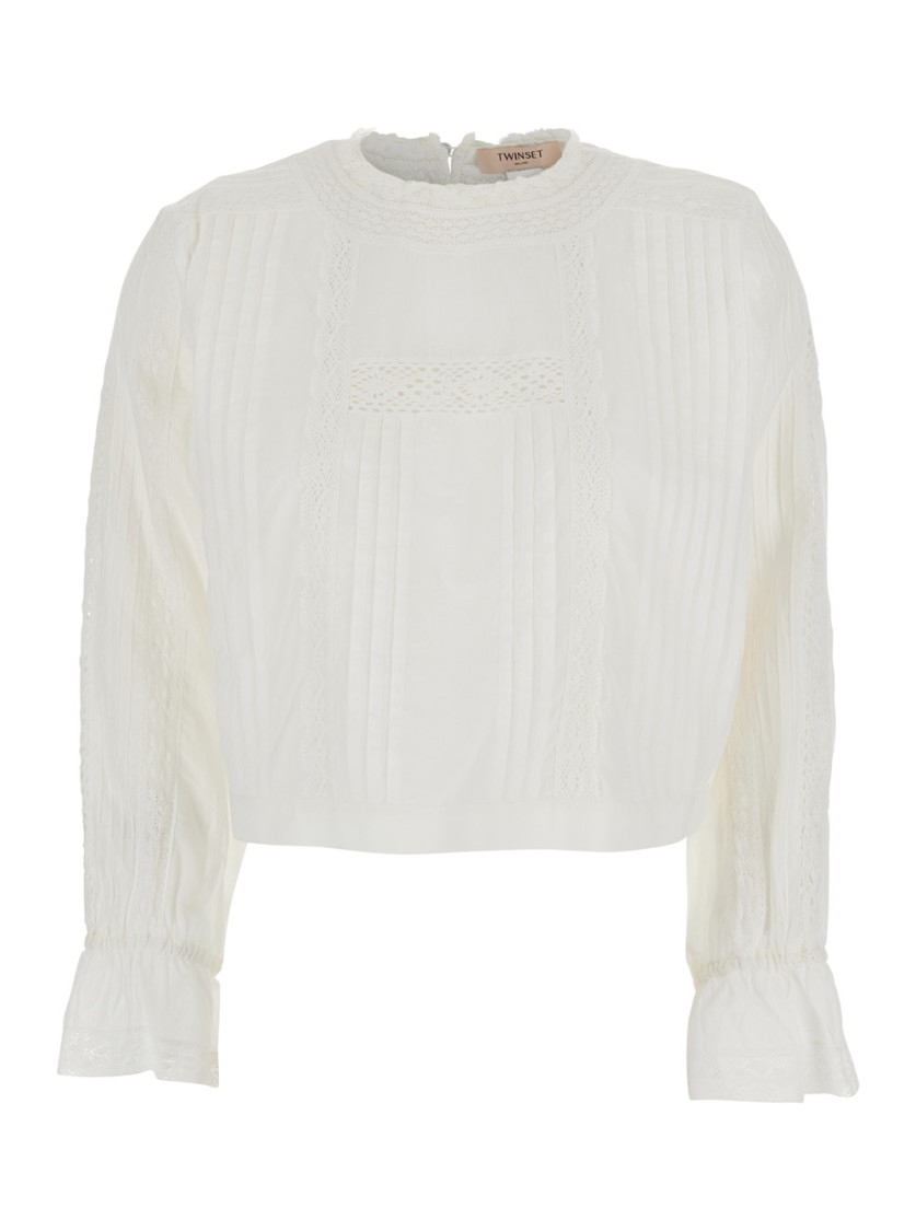 TWINSET TWIN-SET WHITE SWEATER WITH MOCK NECK