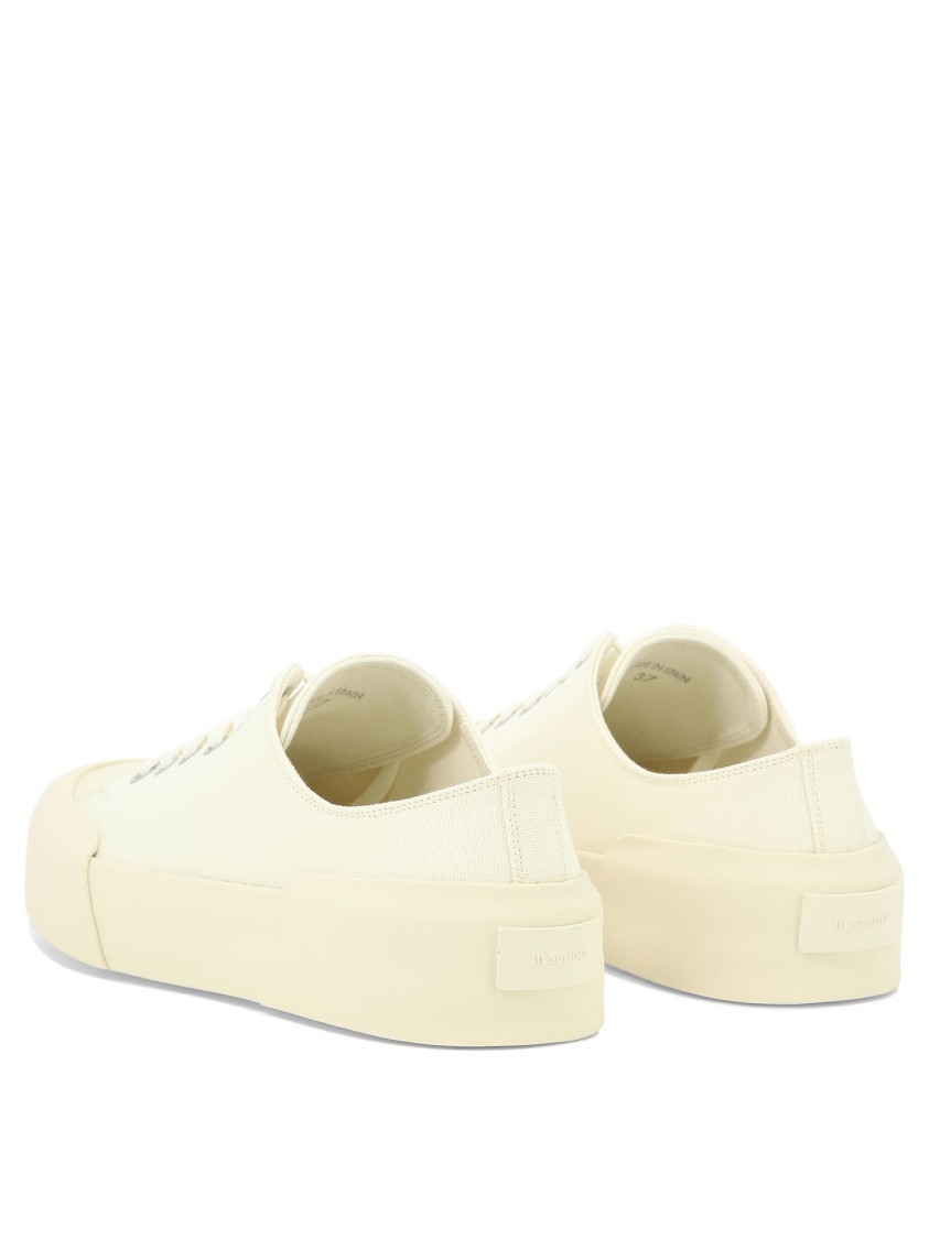 Jil Sander White Sneakers With Breathable Cotton Upper In Neutral