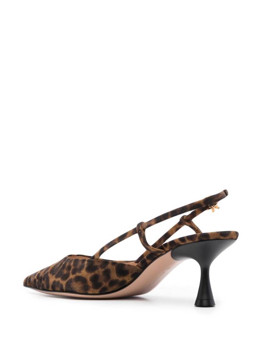 Gianvito Rossi Suede Kitten Heel Leopard Print Pumps In Brown