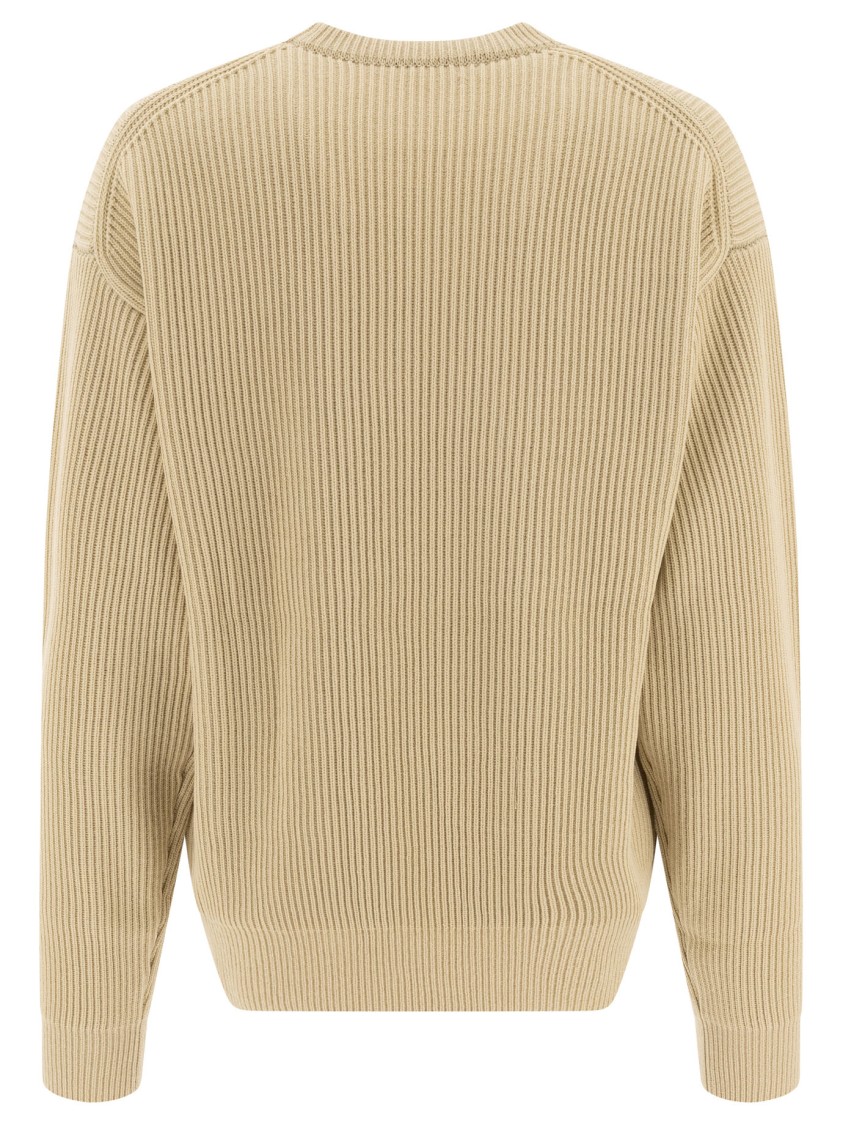 Auralee Ribbed Green Wool Sweater In Brown