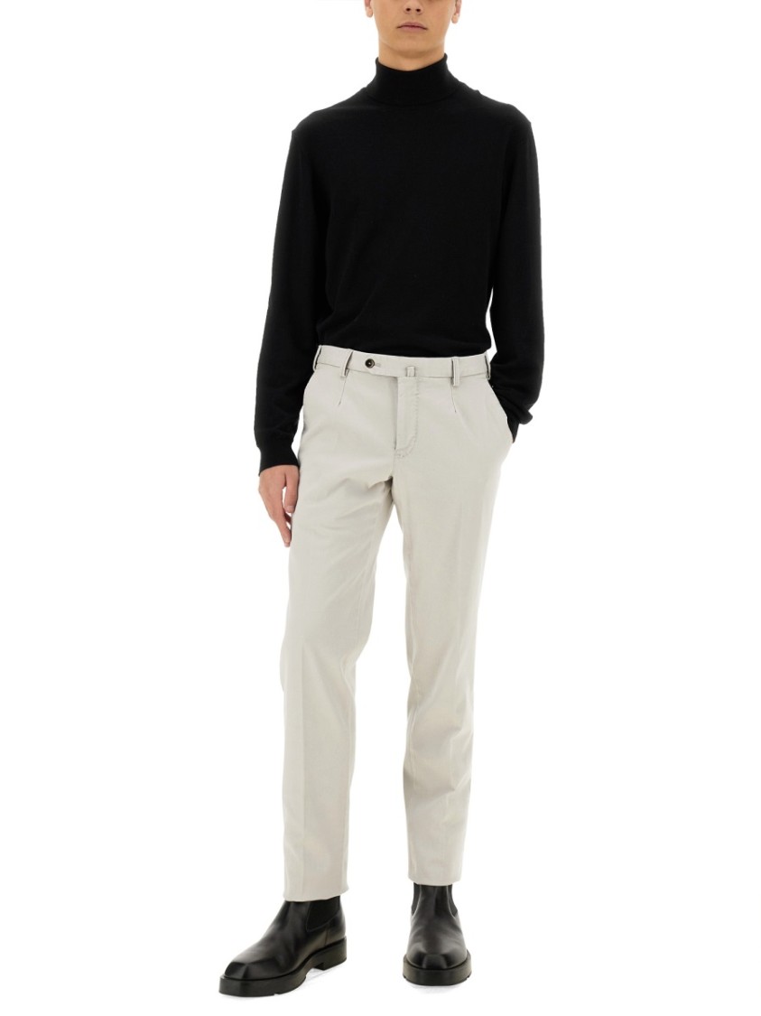 Pt Torino Cotton Pants With Back And Side Pockets In Neutrals