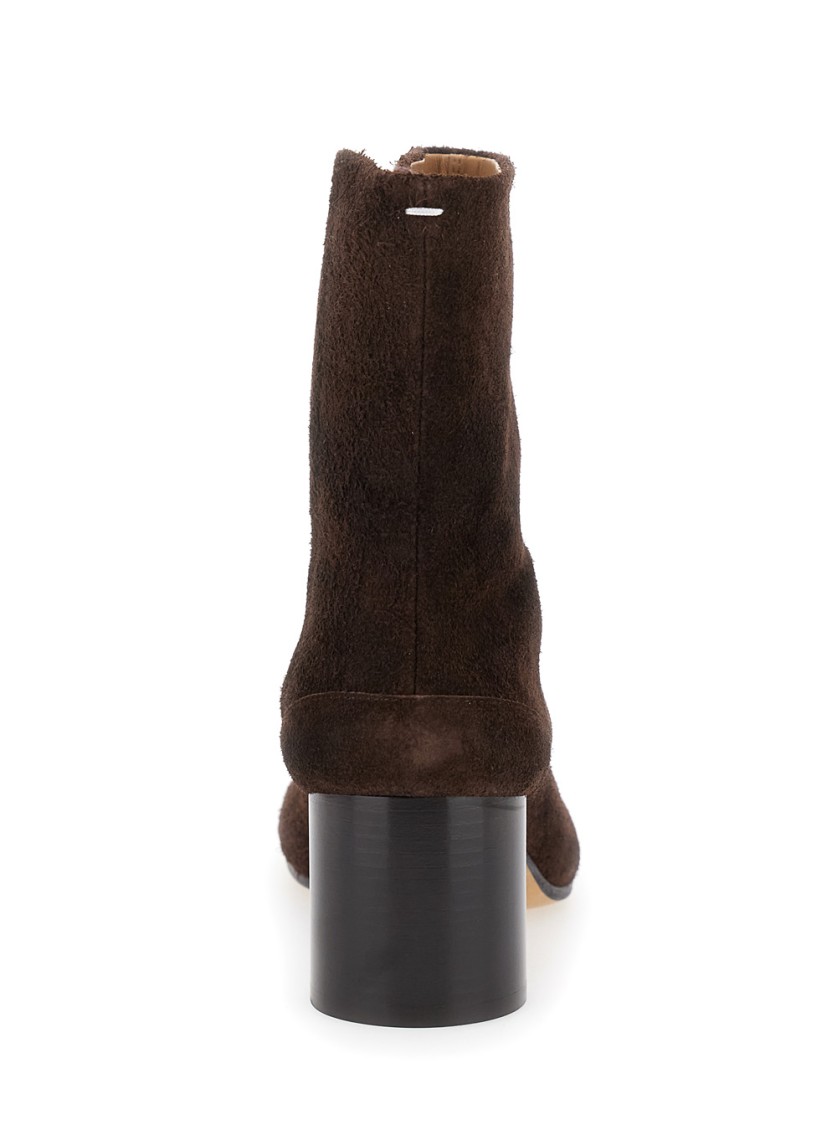 Shop Maison Margiela Brown Ankle Boots With Tabi Toe