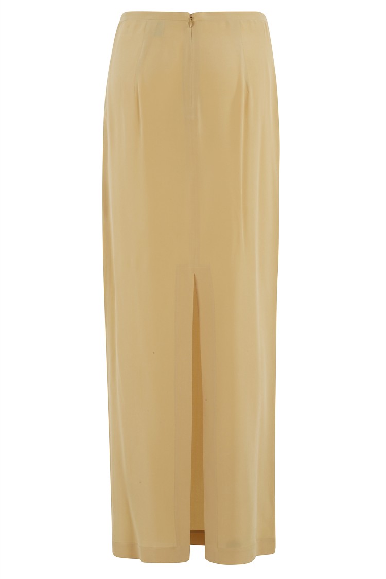 ALYSI ALYSI SILK MIDI SKIRT WITH BACK ZIPPER AND FRONT SLIT