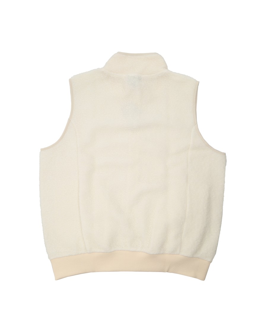 Apc A.p.c. Fleece-wool Blend Sleeveless Jacket With High Collar In Neutral