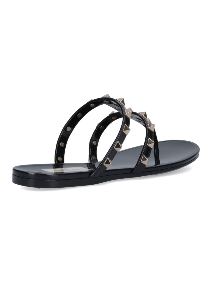 Valentino Rockstud T-strap Flat Slide Sandals