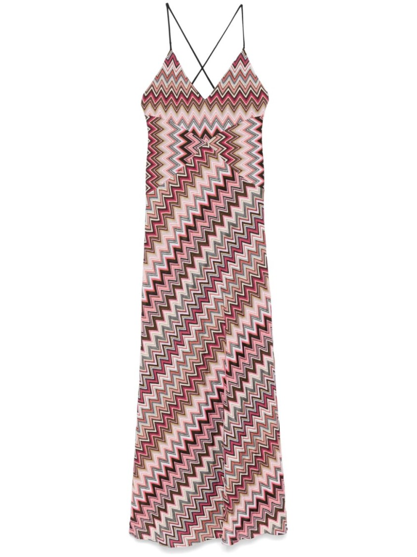 Shop Missoni Multicolour Maxi Dress In Pink