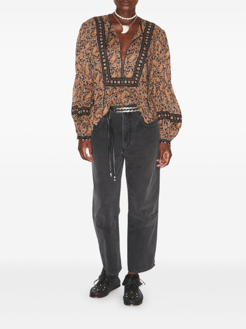 ISABEL MARANT ÉTOILE ISABEL MARANT ÉTOILE BLOUSE WITH DEEP V-NECK AND FLORAL PATTERNS
