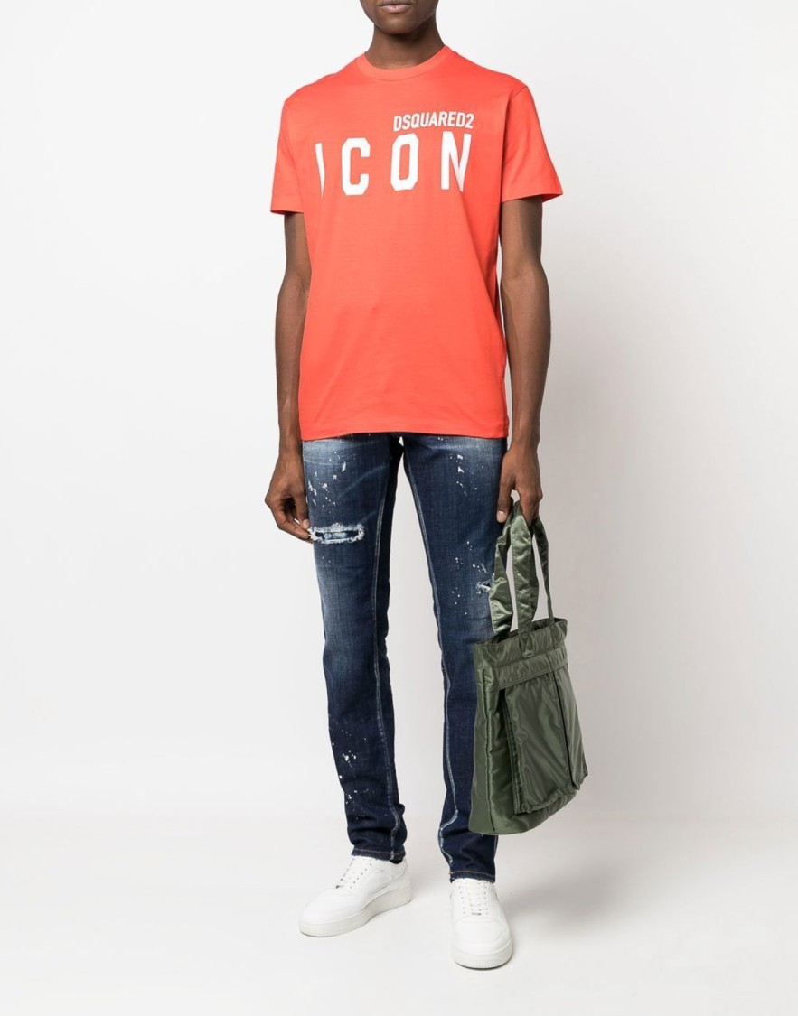 Dsquared2 Be Icon Logo T-shirt In Red