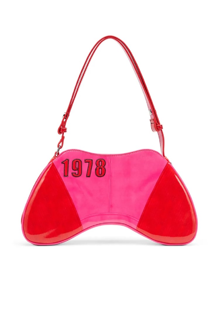 Diesel Sculptural Red Crossbody Bag With Glossy Finish