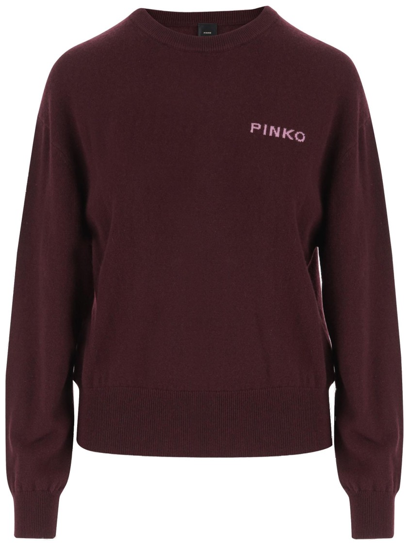 Pinko Logo Sweater In Burgundy