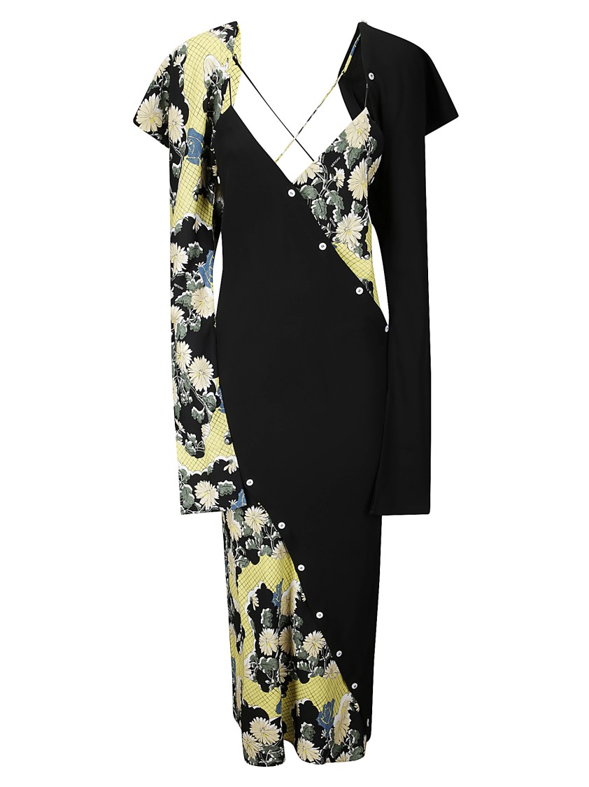 Shop Setchu Printed Silk Button Dress In Black