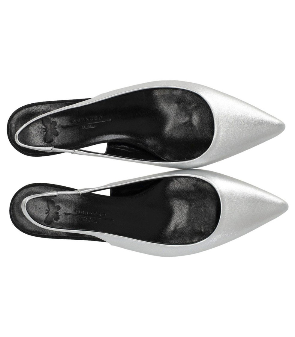 Max Mara Gallico Silver Slingback Pumps In Silver
