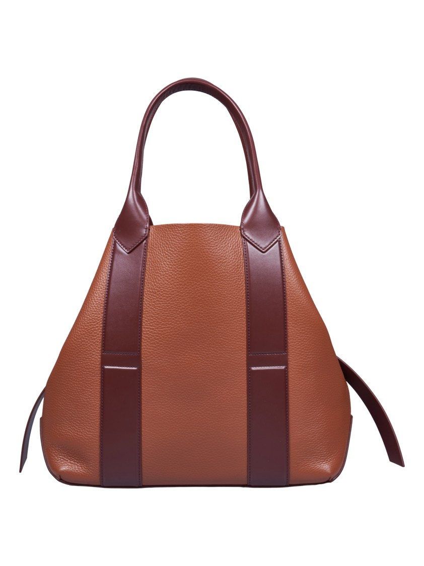 Hogan Structured Medium Shoulder Bag With Contrast Panels In Burgundy
