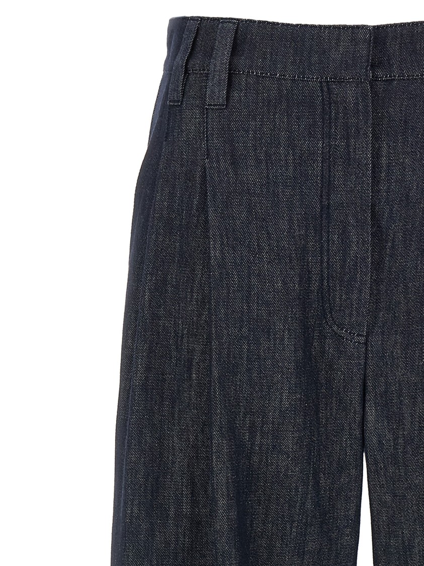 Brunello Cucinelli High-waisted Wide Leg Denim Jeans In Blue