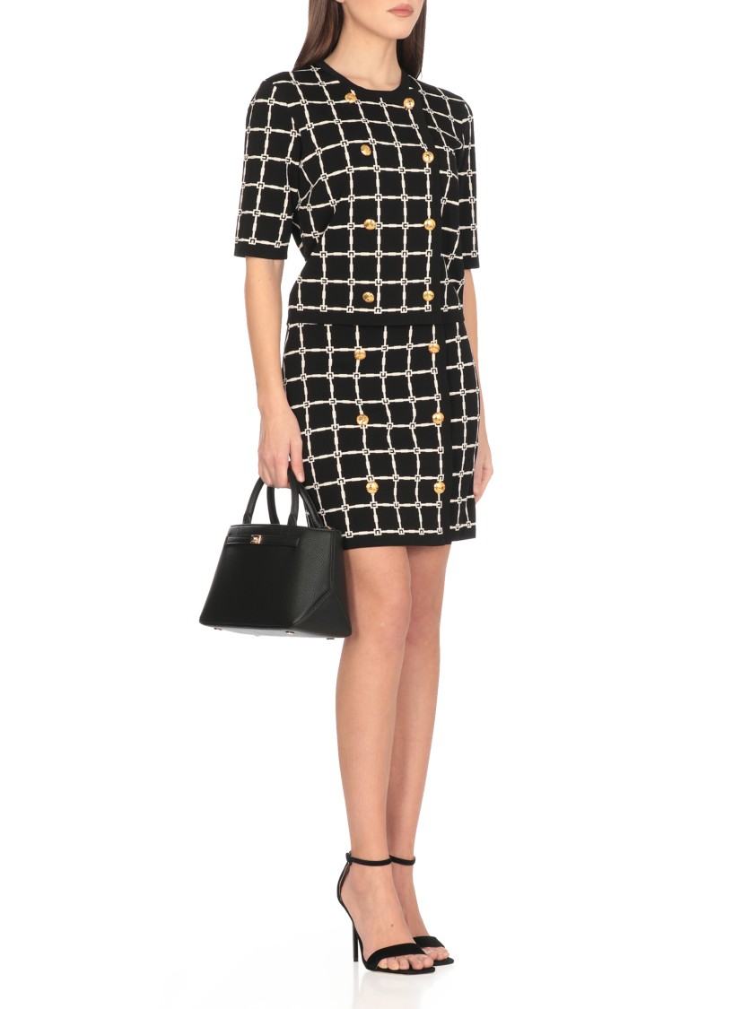 Shop Elisabetta Franchi Black Skirt With Logo