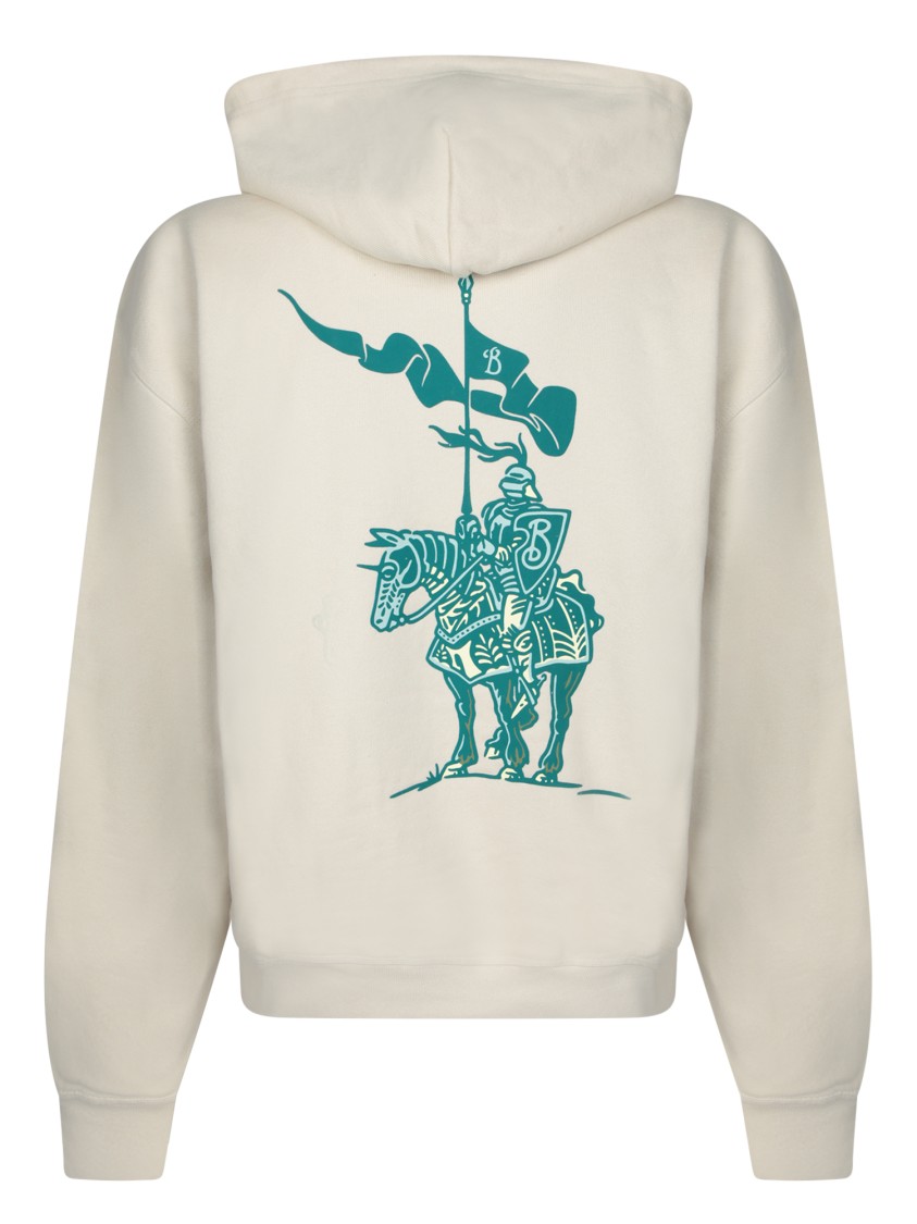 Burberry White Cotton Sweatshirt With Drawstring Hood In Neutrals