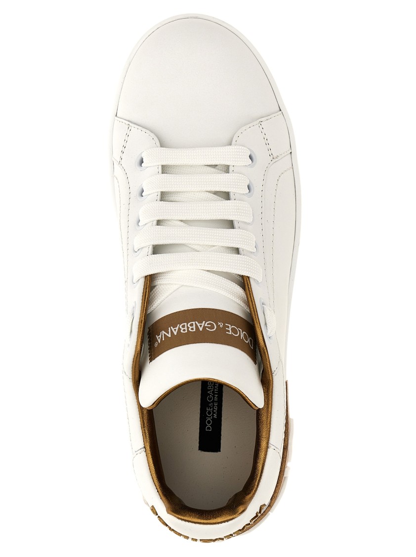 Dolce & Gabbana Women White Nappa Leather Portofino Sneakers In White