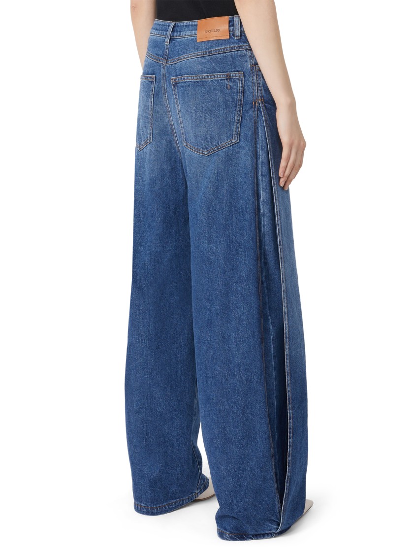 Max Mara Wide-leg Blue Jeans With Vintage Wash In Blue