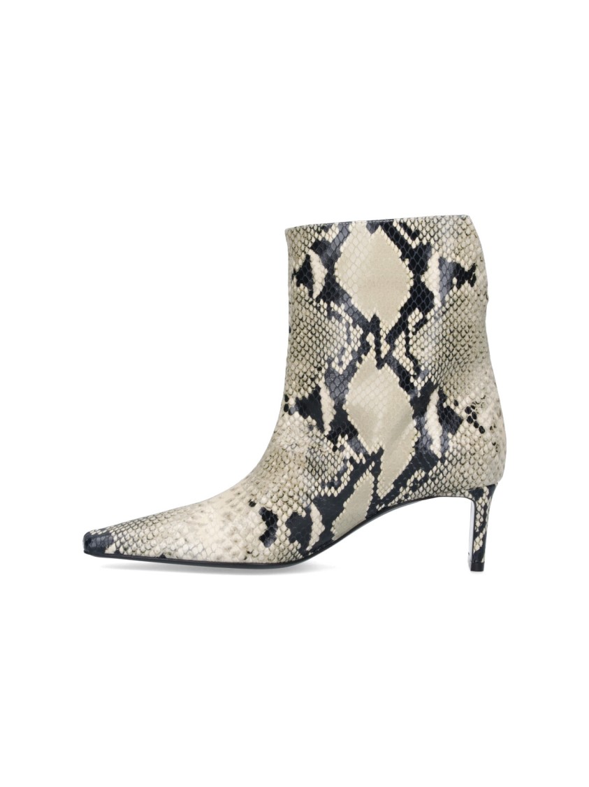 Khaite Ona Ankle Boot Natural Python-embossed Leather