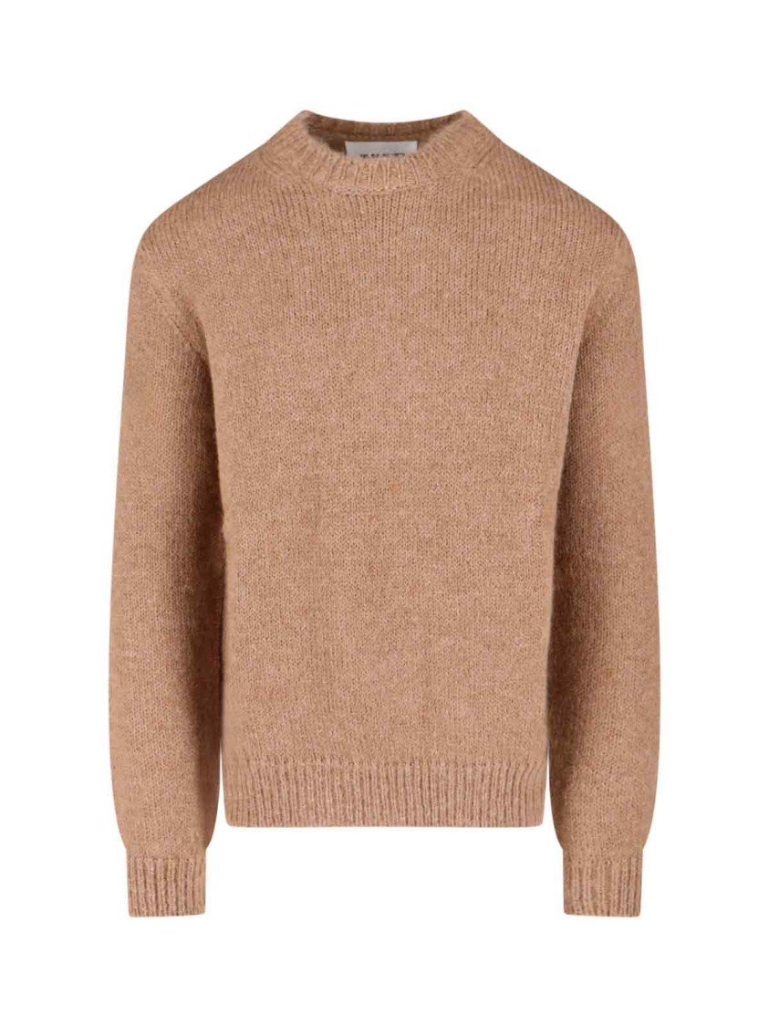 Jil Sander Ribbed Crewneck Sweater With Soft Texture In Brown