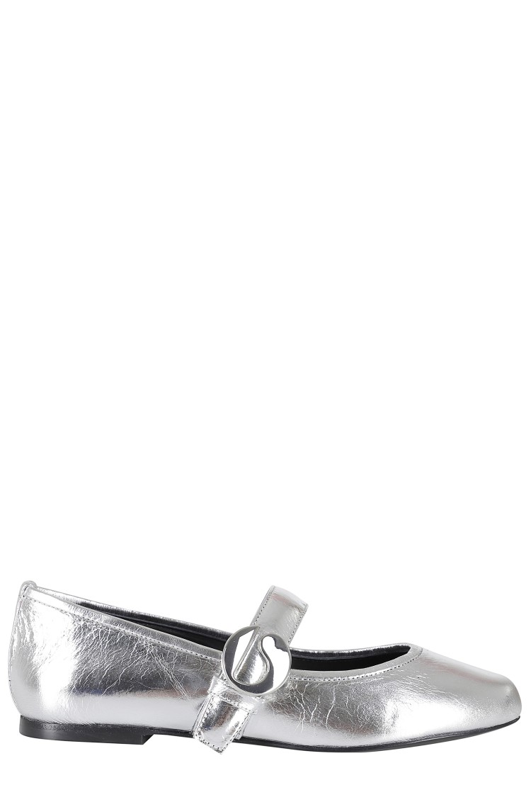 Coperni 10mm Metallic Leather Ballerina Flats In Silver