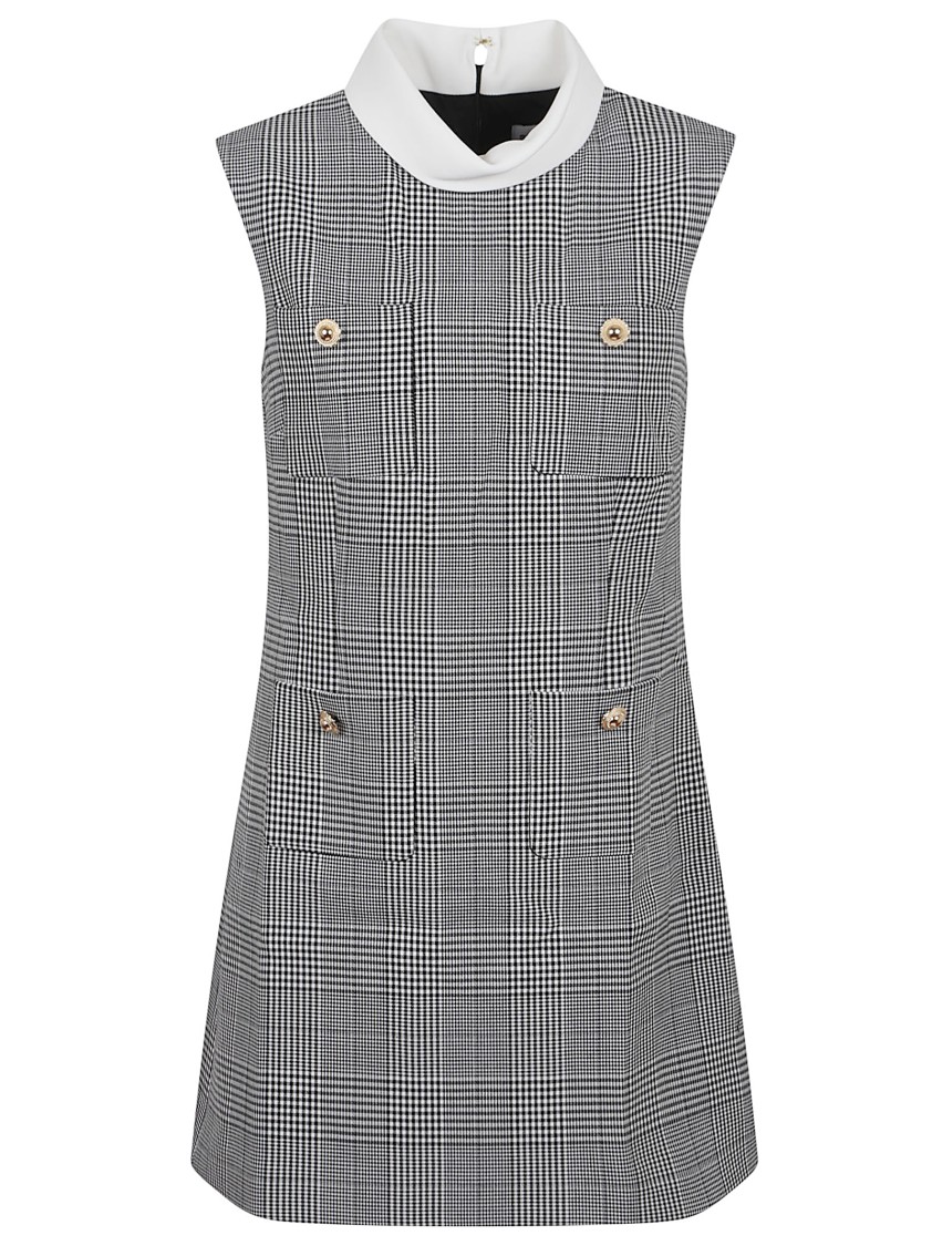 Self-portrait Prince Of Wales Mini Dress In Gray