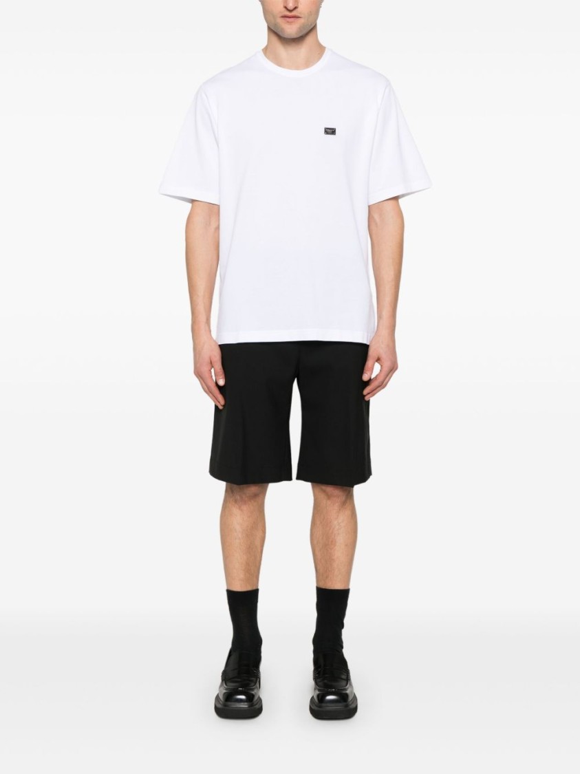 Dolce & Gabbana Crew Neck T-shirt In White With Logo In White