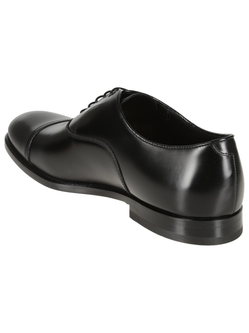 Doucal's High-shine Black Oxford Shoes With Lace-up Fastening In Black