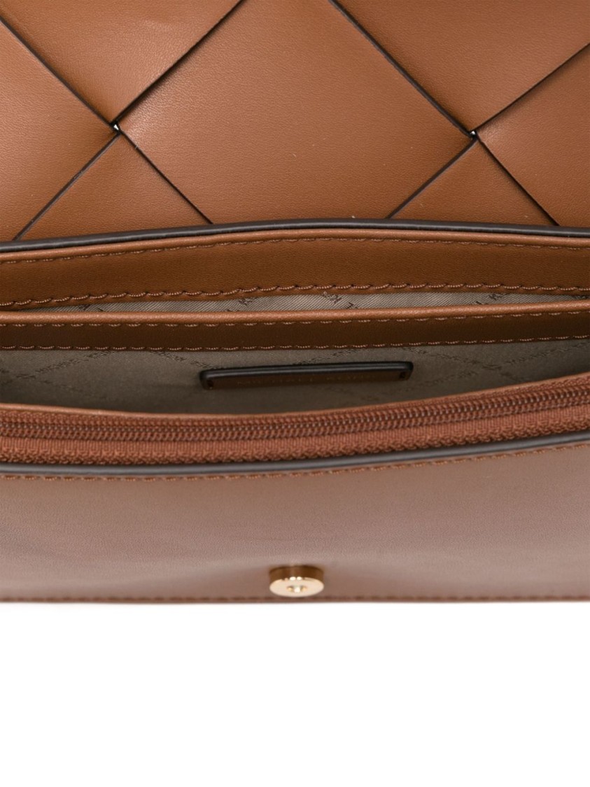 Shop Michael Kors Quilted Beige Shoulder Bag With Gold Chain Strap