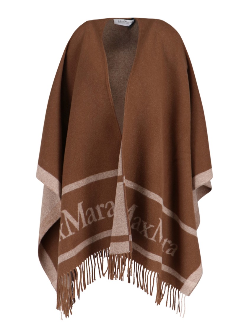 Max Mara "hilde" Wool Poncho Brown In Brown