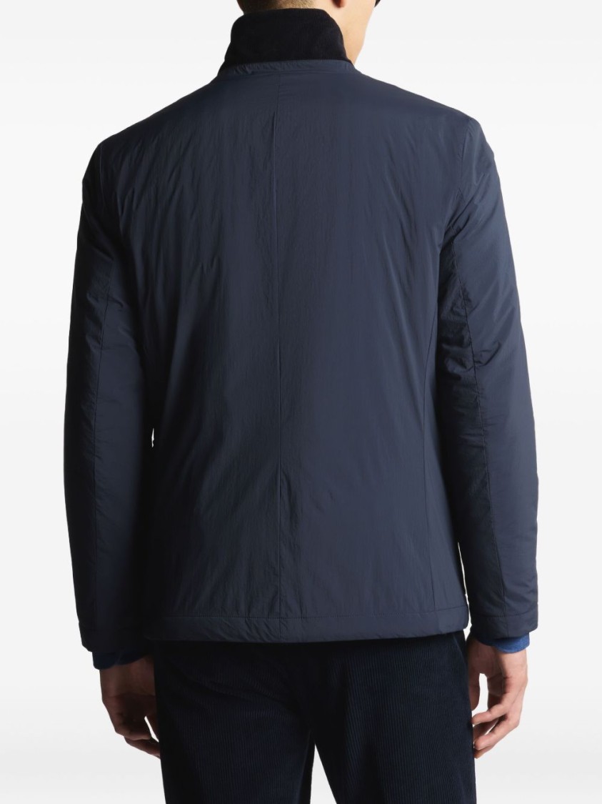 Fay Contemporary Blue Coat With High Collar In Blue