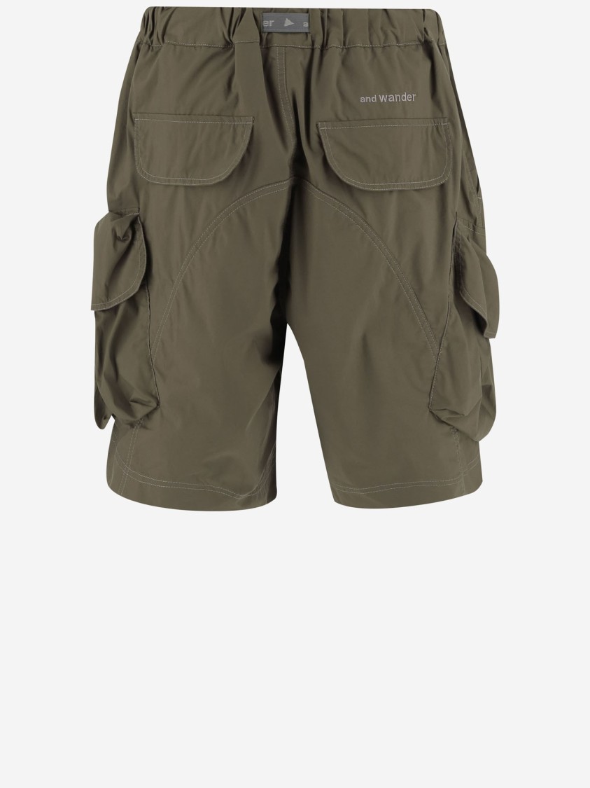 And Wander Oversized Belted Cargo Shorts In Green Cotton Blend In Green