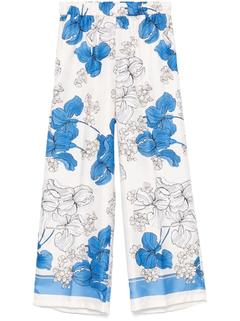 Shop P.a.r.o.s.h Parosh Serenella Floral Print Wide-leg Trousers In White