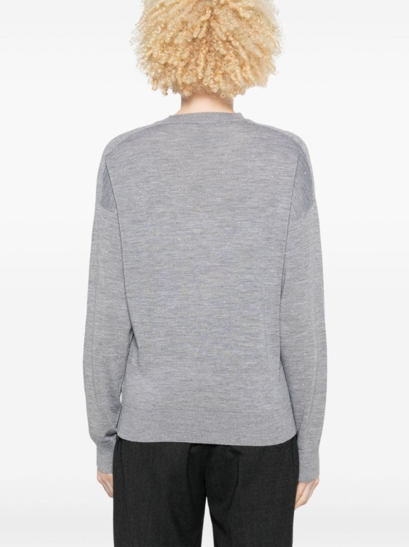 Shop Peserico Lurex-detail Sweater In Grey