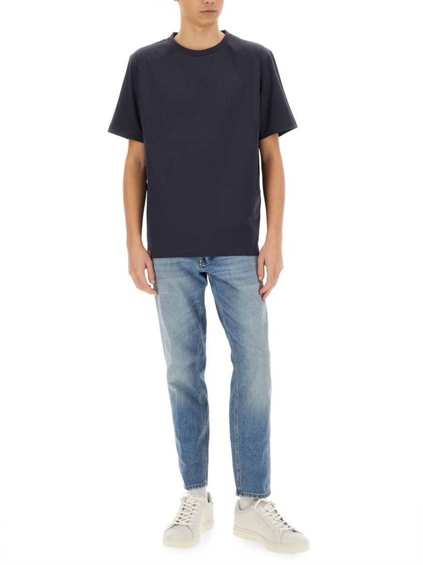 Shop Paul Smith Relaxed Fit Black Cotton T-shirt In Blue