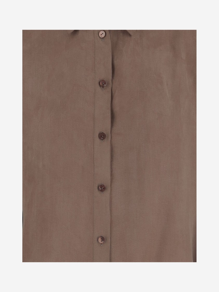 Blumarine Washed Gabardine Dress In Brown