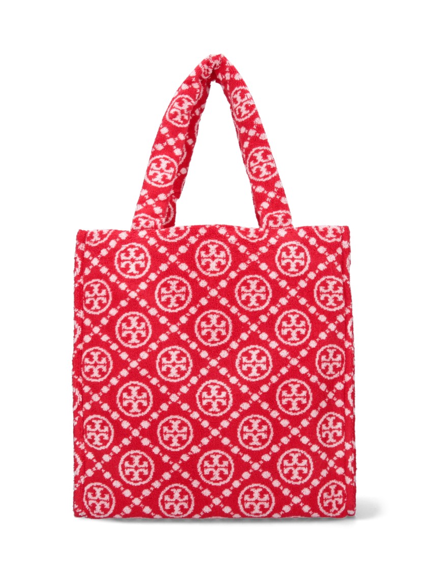 Tory Burch T-Monogram' Terrycloth Tote Bag  Red