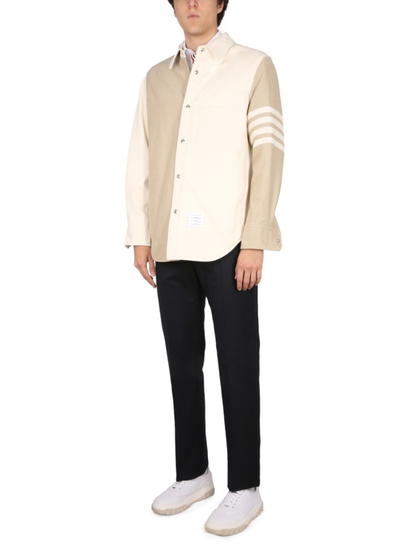 Shop Thom Browne Denim Jacket In Neutrals