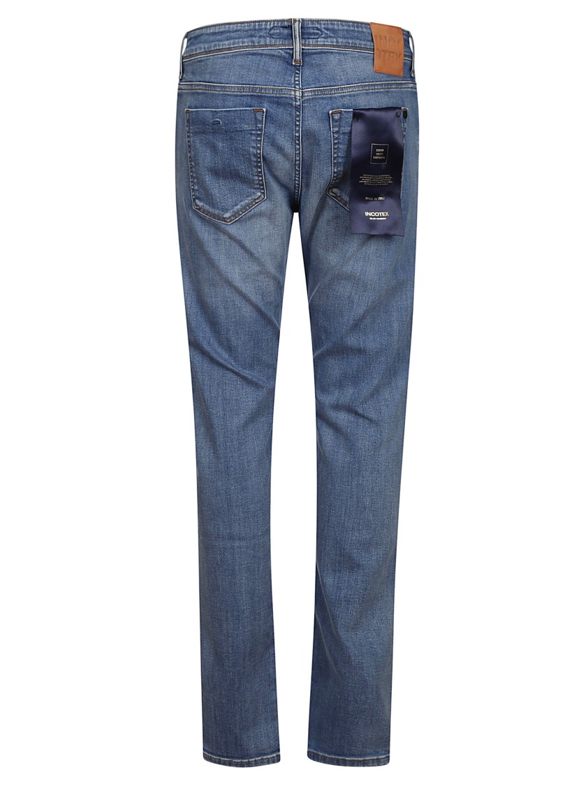 Incotex Slim-fit Blue Cotton Jeans With Classic Design In Blue