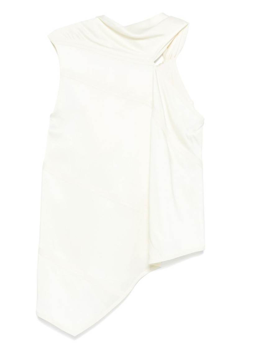 Jil Sander Light Beige Asymmetric Top With A Knot In White
