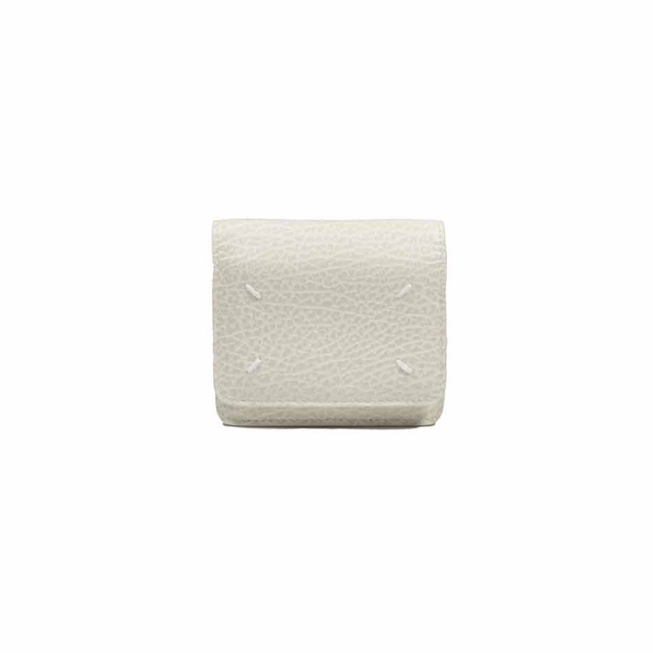 Maison Margiela Mini Wallet With Removable Silver Chain Strap In White